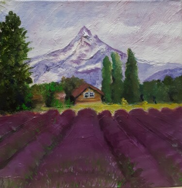 Painting titled "mountain lavender" by Natalya Yurina, Original Artwork, Oil