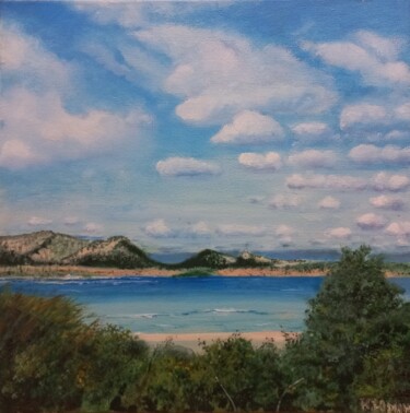 Painting titled "Beach on the island" by Natalya Yurina, Original Artwork, Oil