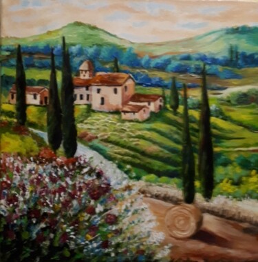 Schilderij getiteld "Summer in Tuscany" door Natalya Yurina, Origineel Kunstwerk, Olie