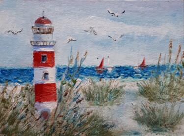 Painting titled "Lighthouse" by Natalya Yurina, Original Artwork, Oil