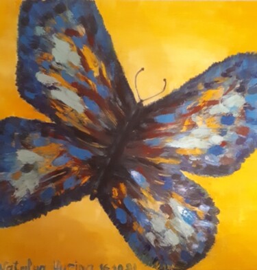 Schilderij getiteld "Turquoise and amber" door Natalya Yurina, Origineel Kunstwerk, Olie