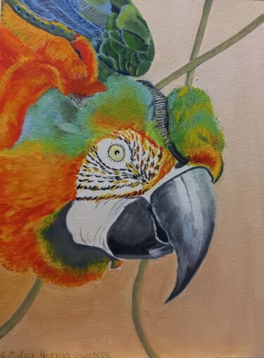 Pintura intitulada "Ironic birds. Parro…" por Natalya Yurina, Obras de arte originais, Óleo