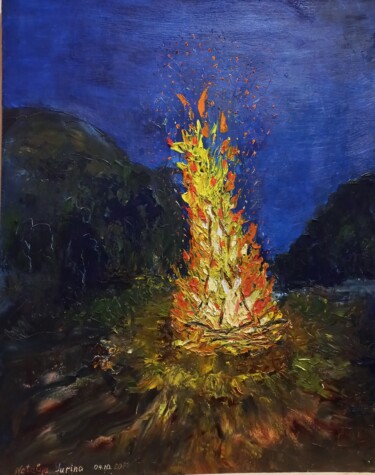 Painting titled "Sparks in the night…" by Natalya Yurina, Original Artwork, Oil