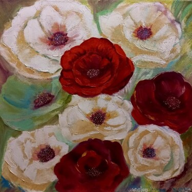 Painting titled "flower extravaganza" by Natalya Yurina, Original Artwork, Oil