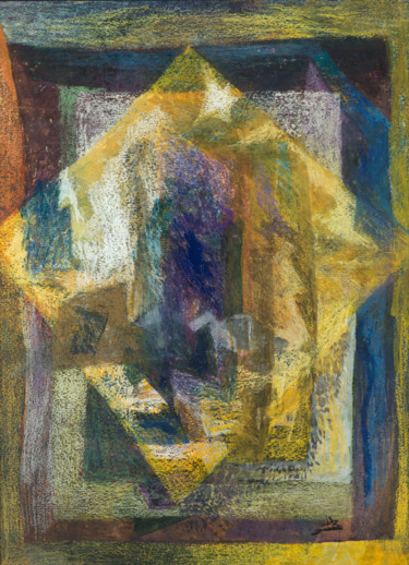 Картина под названием "Yellow rhombus" - Наталия Земляная, Подлинное произведение искусства, Пастель