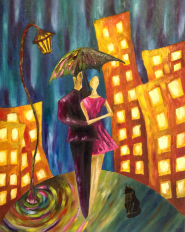 Pintura titulada "Дождливый вечер" por Natalya Matkovskaya, Obra de arte original, Oleo