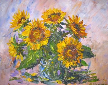 Peinture intitulée "Un Tournesol" par Nataly Basarab, Œuvre d'art originale