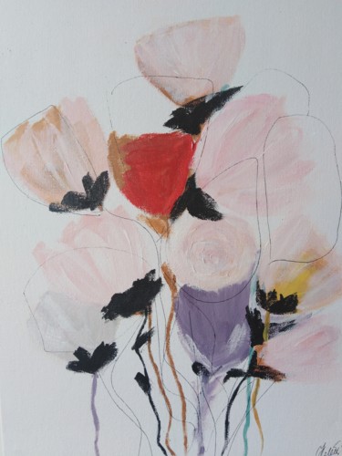 Картина под названием "Tulips" - Natalia Ganichkina, Подлинное произведение искусства, Акрил