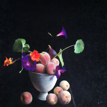 Painting titled "Peaches" by Natalya Zhadenova, Original Artwork, Pastel