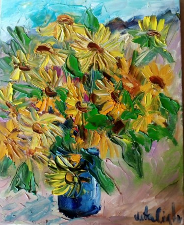 Картина под названием "Mountain flowers" - Natalie Iv, Подлинное произведение искусства, Масло