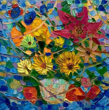 Картина под названием "Bouquet" - Natalie Iv, Подлинное произведение искусства, Масло