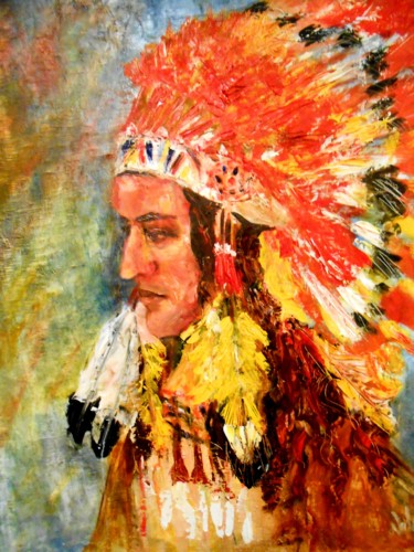 Картина под названием "Indian" - Natalie Iv, Подлинное произведение искусства, Масло