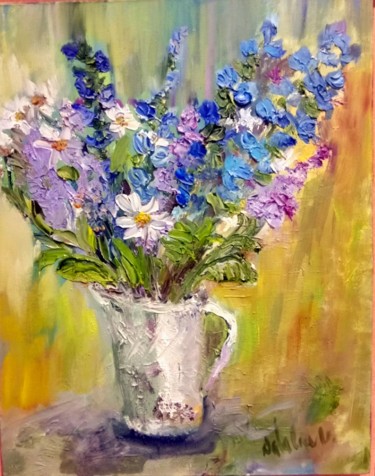 Картина под названием "Flowers from the fi…" - Natalie Iv, Подлинное произведение искусства, Масло