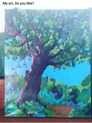 Malerei mit dem Titel "Árvore" von Natan Urius, Original-Kunstwerk, Acryl