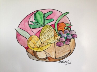 Painting titled "Fruits" by Natanatis, Original Artwork, Gouache