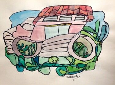 Desenho intitulada "Villa les cèdres" por Natanatis, Obras de arte originais