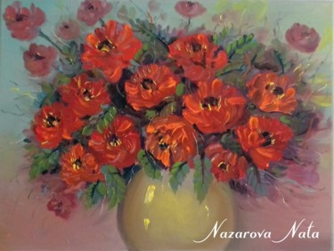 Painting titled "Gorgeous Flowers Oi…" by Nata Naz, Original Artwork, Oil