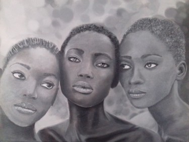 Painting titled "African woman, blac…" by Nata Naz, Original Artwork, Oil