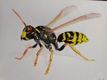 Painting titled "Wasp watercolor ori…" by Nata Naz, Original Artwork, Watercolor