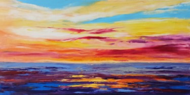 Painting titled "Sunset" by Natalia Cherepovich, Original Artwork, Oil