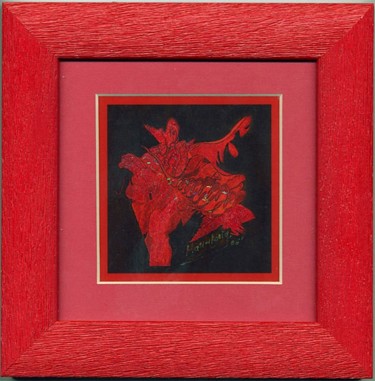 Collages titled "Silk Scarf, Red" by Natasa Marinkovic, Original Artwork