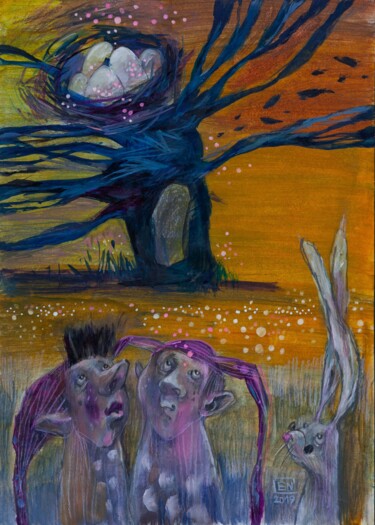 Pintura intitulada "Magic Eggs" por Natasha Ermolaeva, Obras de arte originais, Aquarela
