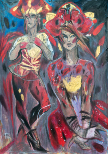 Zeichnungen mit dem Titel "Firebird" von Natasha Ermolaeva, Original-Kunstwerk, Acryl