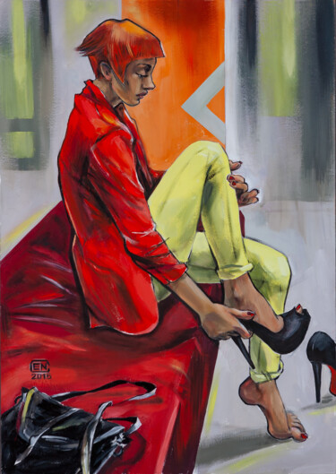 Рисунок под названием "High-heeled Shoes" - Natasha Ermolaeva, Подлинное произведение искусства, Гуашь