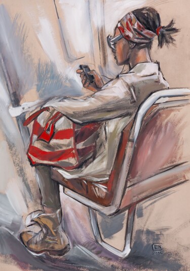 Passenger Drawing titled "Passenger" by Natasha Ermolaeva, Original Art, Gouache