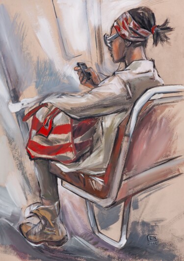 Dessin intitulée "Passenger" par Natasha Ermolaeva, Œuvre d'art originale, Gouache