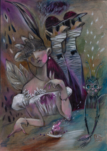 Dessin intitulée "Desert For A Fly" par Natasha Ermolaeva, Œuvre d'art originale, Aquarelle
