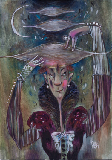 Desenho intitulada "Enchantress" por Natasha Ermolaeva, Obras de arte originais, Aquarela