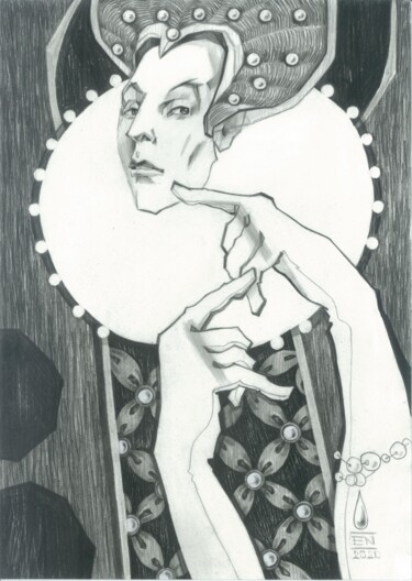 Drawing titled "Lady" by Natasha Ermolaeva, Original Artwork, Graphite