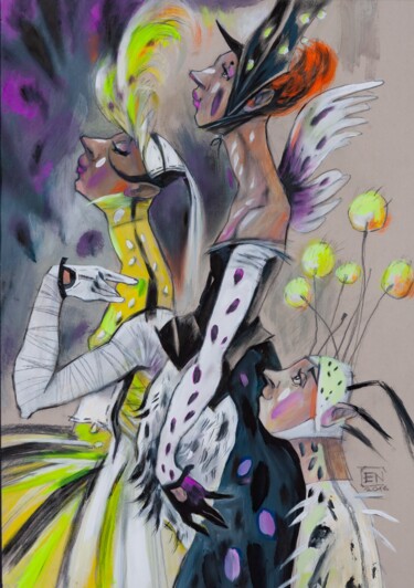 Firefly and butterflies Drawing titled "Firefly and butterf…" by Natasha Ermolaeva, Original Art, Gouache