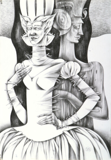 Σχέδιο με τίτλο "Queens" από Natasha Ermolaeva, Αυθεντικά έργα τέχνης, Γραφίτης