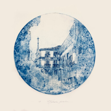 Printmaking titled "Old Madrid blue" by Natasha Granata, Original Artwork, Etching
