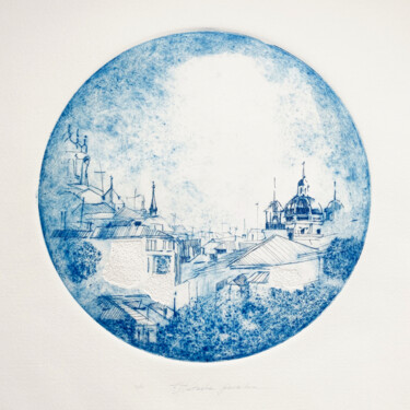 Отпечатки и Гравюры под названием "Madrid panoramic vi…" - Natasha Granata, Подлинное произведение искусства, Травление