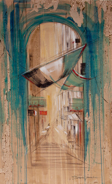 Disegno intitolato "Arch.Down town" da Natasha Granata, Opera d'arte originale, Inchiostro