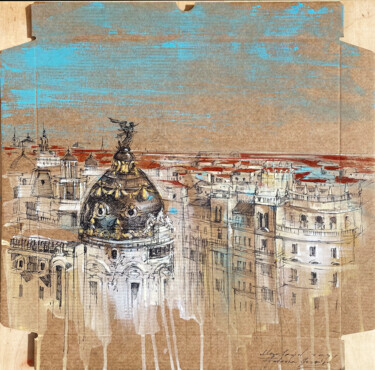 Disegno intitolato "Madrid, The Metropo…" da Natasha Granata, Opera d'arte originale, Pennarello