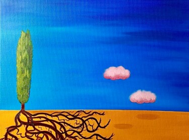 Malerei mit dem Titel "Happy lonely tree" von Natasha Kochart, Original-Kunstwerk, Öl