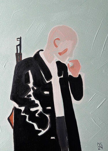 Картина под названием "I'm listening" - Natasha Kochart, Подлинное произведение искусства, Акрил Установлен на Деревянная ра…