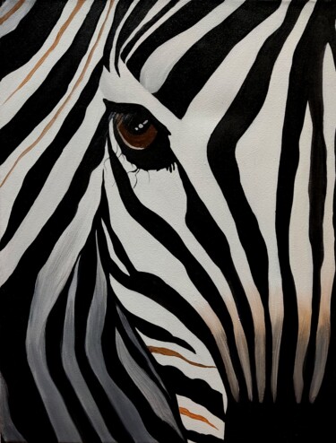 Peinture intitulée "Zebra" par Natasha Korenek, Œuvre d'art originale, Huile