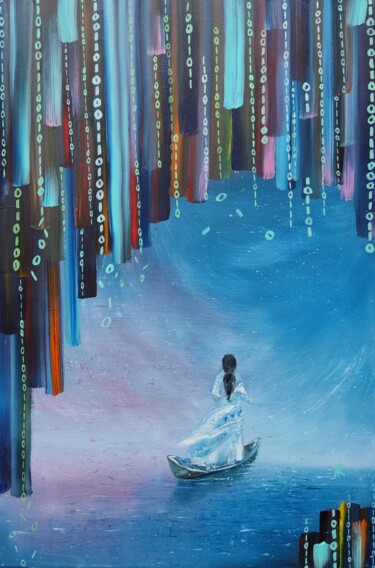 Painting titled "Escape from matrix" by Natasha Korenek, Original Artwork, Oil