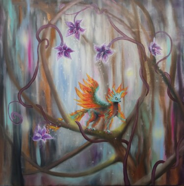 Картина под названием "Где-то в другом мире" - Natasha Korenek, Подлинное произведение искусства, Масло Установлен на Деревя…