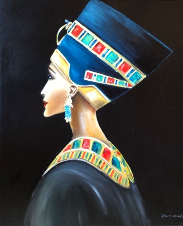 Painting titled "Нефертити" by Natalya Kostomarova, Original Artwork, Oil