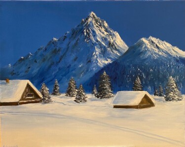 Картина под названием "Зима" - Natalya Kostomarova, Подлинное произведение искусства, Масло Установлен на Деревянная панель