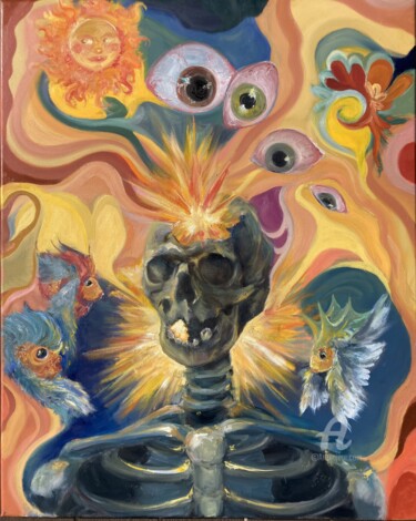 Malerei mit dem Titel "Brainrot" von Natasha Kuryshin, Original-Kunstwerk, Öl