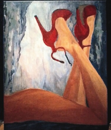 Painting titled """ RED SHOE'S  "" c…" by Natasha Orlova, Original Artwork, Acrylic Mounted on Wood Stretcher frame