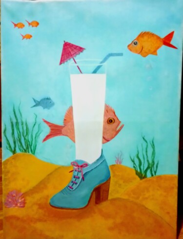 Painting titled """ MILK  """ by Natasha Orlova, Original Artwork, Acrylic Mounted on Wood Stretcher frame