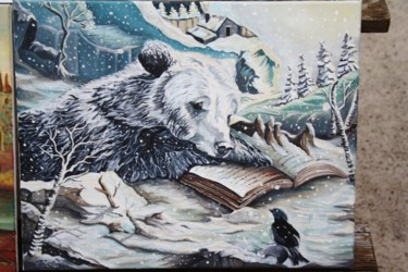 Peinture intitulée "L'Ours et l'Oiseaux…" par Natasha Pelley-Smith, Œuvre d'art originale, Autre